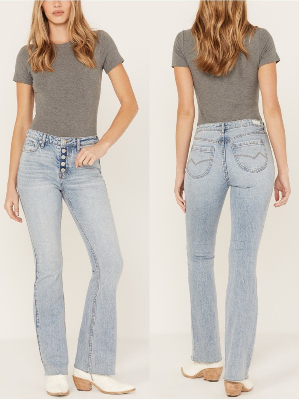 CLEO + WOLF WOMEN'S LIGHT WASH HIGH RISE BOOTCUT JEANS 💕